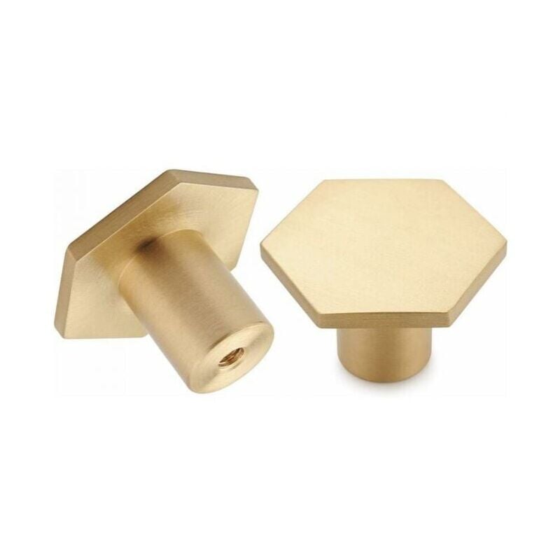SNQ - 10 pièces, boutons de meubles en laiton brossé, boutons de tiroir de commode dorés, pour armoires, placards, chambre à coucher, salle de bain
