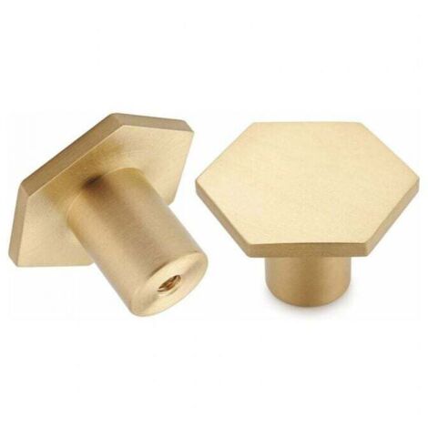 10 pièces, boutons de meubles en laiton brossé, boutons de tiroir de commode dorés, pour armoires, placards, chambre à coucher, salle de bain et cuisine (hexagone)