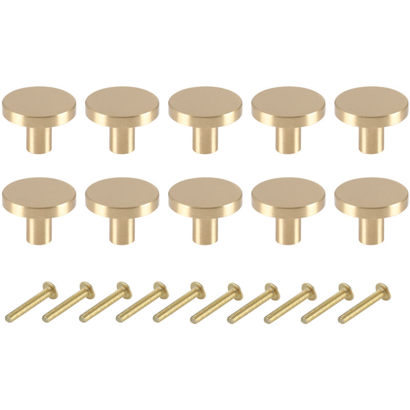 10 Pièces Boutons de Tiroir, Boutons de Meubles en Or, Boutons Armoire Ronds, Boutons de Tiroir en Laiton Doré, Poignees de Porte de Cuisine pour