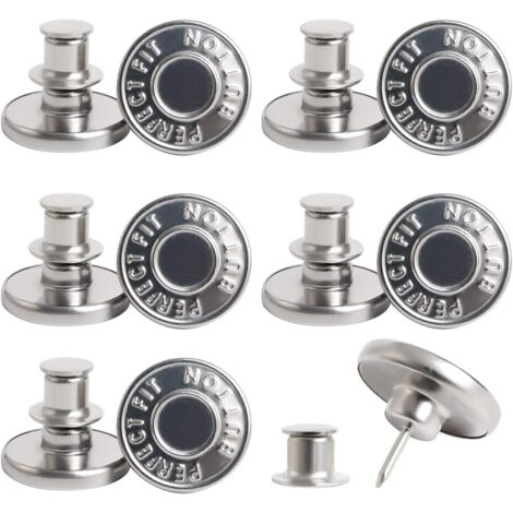 10 Pièces Boutons Jeans Bouton alliageDIY sans Couture Bouton Pantalon Jean Amovible pour la réparation de vêtements, denims, vestes, jupes