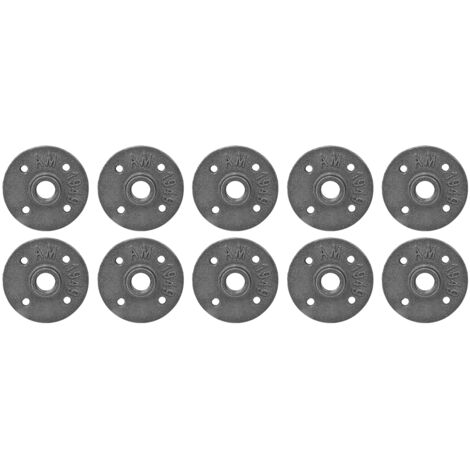 10 Pièces Bride Murale DN15 4 Trous en Fonte Filetée, Accessoires de Fixation pour Plomberie