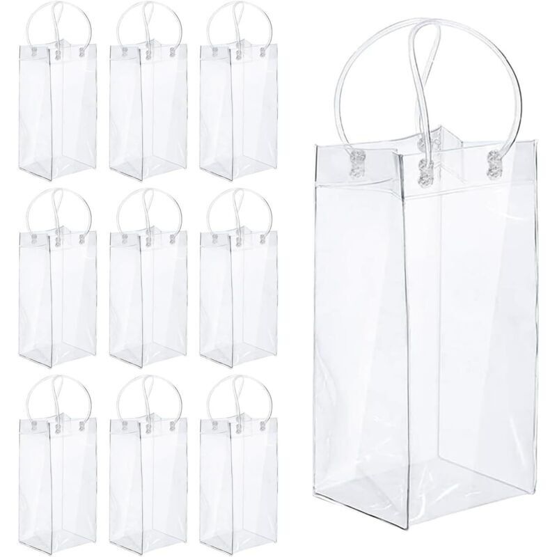 10 pièces Champagne PVC transparent, Sac Refroidisseur Bouteille, Sac Glace Refroidisseur Bouteille, Sac glace Champagne PVC, Sac Glace Vin Avec