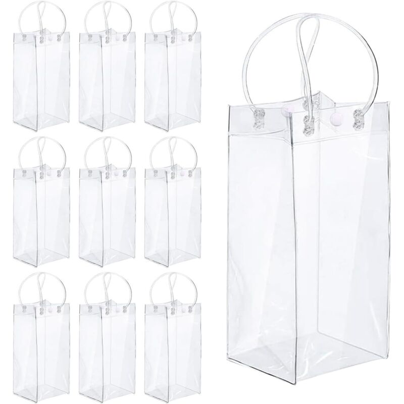 10 pièces Champagne PVC transparent, Sac Refroidisseur Bouteille, Sac Glace Refroidisseur Bouteille, Sac glace Champagne PVC, Sac Glace Vin Avec