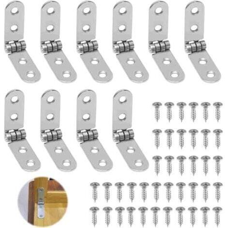 10 Pièces Charnières Pliantes, Charnières Rondes Pliables à 180 ° en Acier Inoxydable avec 40 vis pour Table Pliante, Armoire, Garde-robe, Caisse en Bois, Meubles, Machines à Coudre