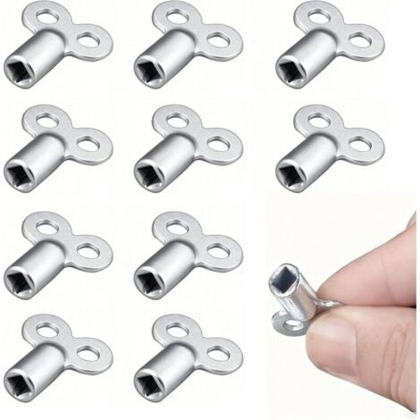 10 Pièces Clés de Purge pour Radiateur. Universelle Clés de Purge Clés Carrées Cle Chauffage Central et Accessoires compatibles avec Tous Types de Chauffages pour de Nombreux Radiateurs Argent