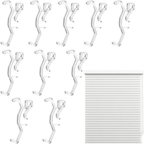 10 Pièces Clips de Cantonnière  2 PoucesSupports de Fixation Supérieure Invisibles en Plastique Transparent pour Stores Vénitiens et Stores en Faux Bois