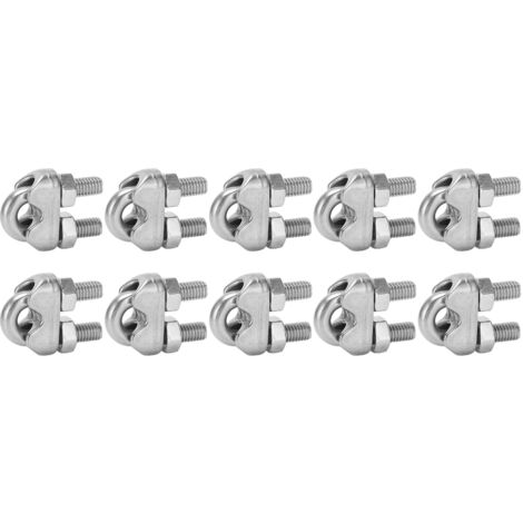 10 pièces collier de serrage câble en acier inoxydable M6, boulon U pour fixation de câbles