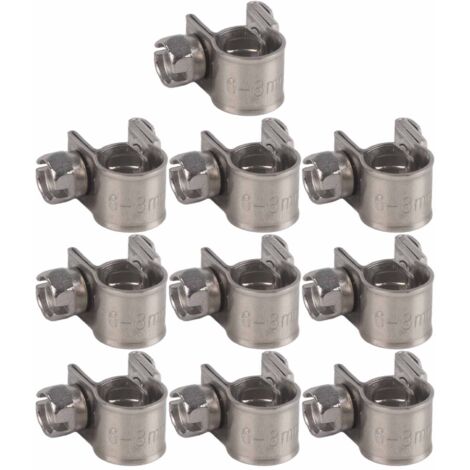 10 pièces colliers de serrage inox pour tuyau carburant, diamètre 6‑20mm, tailles au choix