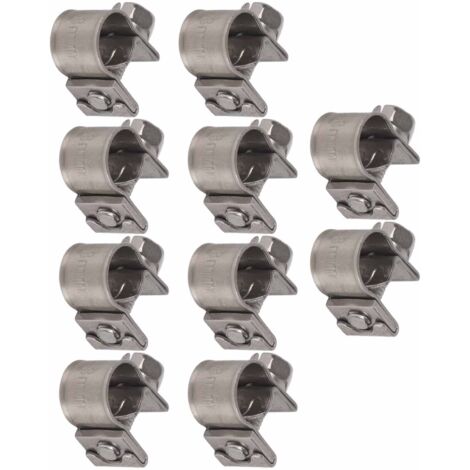 10 pièces colliers de serrage pour tuyaux carburant en acier inoxydable, tailles 6mm à 20mm