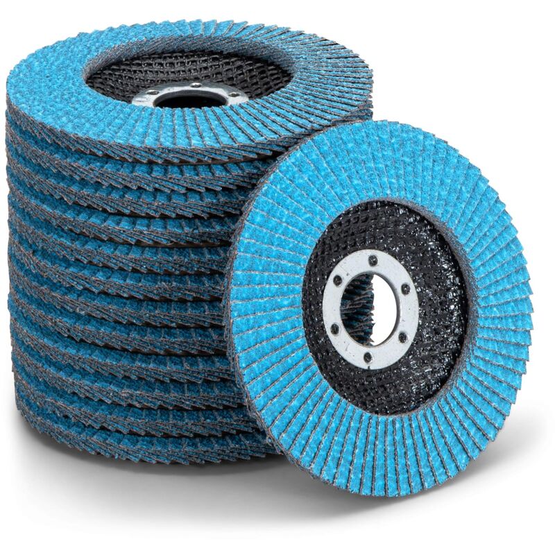 10 pièces Compartiment à disques,Acier inoxydable Disque de ponçage Disque à lamelles Disque de polissage Bleu ø 125 mm Alésage 22 mm - 40 grains