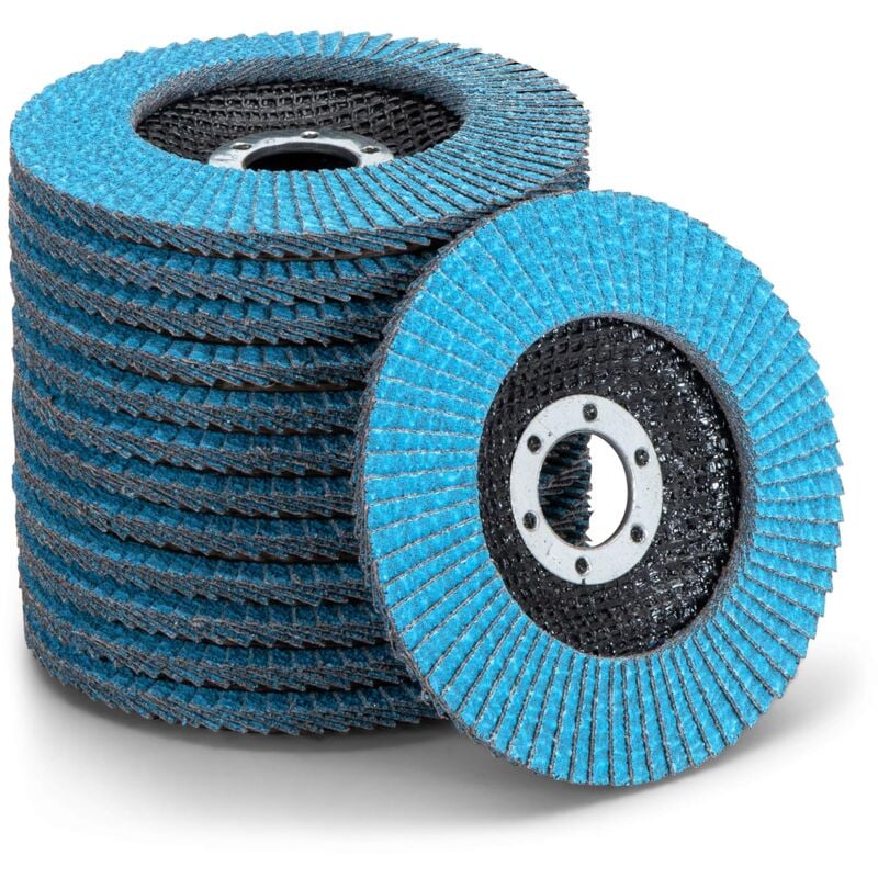 10 pièces Compartiment à disques,Acier inoxydable Disque de ponçage Disque à lamelles Disque de polissage Bleu ø 125 mm Alésage 22 mm - 40 grains