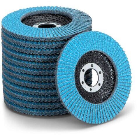 10 pièces Compartiment à disques,Acier inoxydable  Disque de ponçage  Disque à lamelles  Disque de polissage Bleu Ø 125 mm Alésage 22 mm - 40 grains