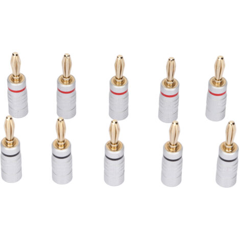 10 Pièces Connecteur Banane Audio 24k Or à Double Vis pour Câbles Enceintes Home Cinéma