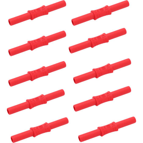 10 Pièces Connecteur Banane Femelle 4mm Isolé J.20009, Rallonge et Adaptateur Banane Coupleur Rouge