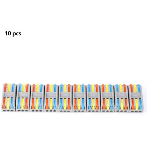 10 pièces Connecteur Câble Électrique PCT3-3, Borne de Jonction Rapide 3 Entrées 3 Sorties Multicolore
