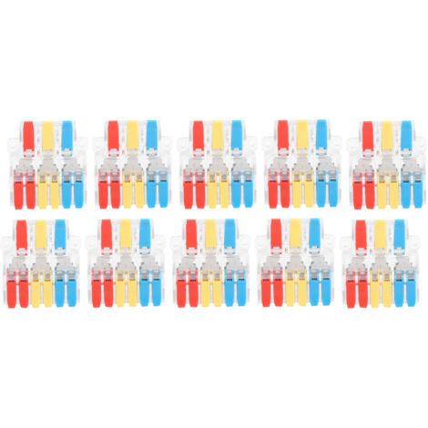 10 Pièces Connecteur de Câble Transparent LT-636, Borne de Raccordement 3 Entrées 6 Sorties pour Fils 0.5-6.0mm²