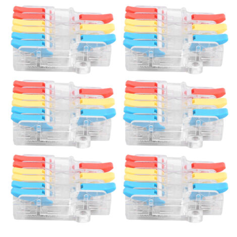 10 Pièces Connecteur de Jonction Transparent LT-636, Borne de Raccordement 3 Entrées 6 Sorties pour Câbles 0.5-6.0mm², Connexion Électrique