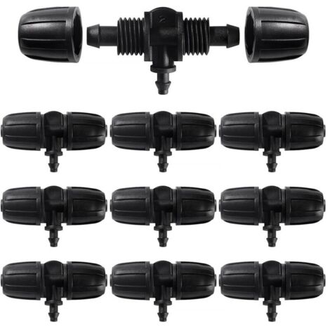 10 Pièces Connecteur de Tuyau en T Barbelé, 3-Voies Raccord de Tuyau D'Irrigation pour Tube 8/12 mm à 4/7 mm, Connecteur D'Irrigation Goutte à Goutte à 3-Voies pour Jardin, Pelouse