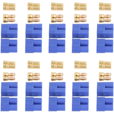 10 Pièces Connecteur EC3 pour Batterie, Connecteur Anti-Inversion en Laiton Doré, Mâle-Femelle, pour Véhicules RC et Drones