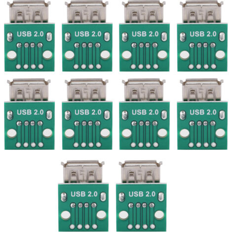 10 Pièces Connecteur Femelle USB Type A 2.54mm DIP - Adaptateur Carte PCB