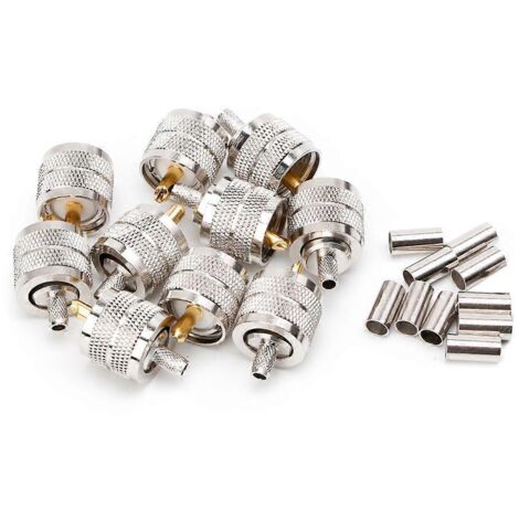 10 Pièces Connecteur Mâle PL259 UHF pour Câble RG58/142 LMR195 RG400 avec Embout à Visser