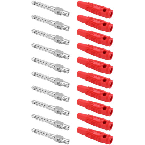 10 Pièces Connecteurs Banane 4mm 7 Broches en Cuivre 1000V 32A Empilables Mâles avec Manchon Doux et Serrage à Vis Rouge
