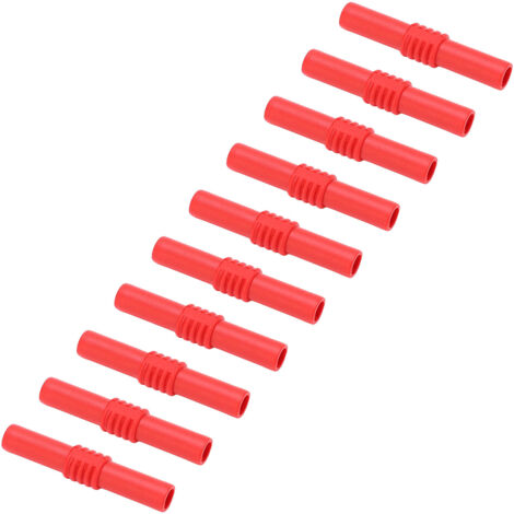10 pièces Connecteurs Banane Femelle 4mm Isolés Rouge avec Prolongateur pour Câblage Électronique