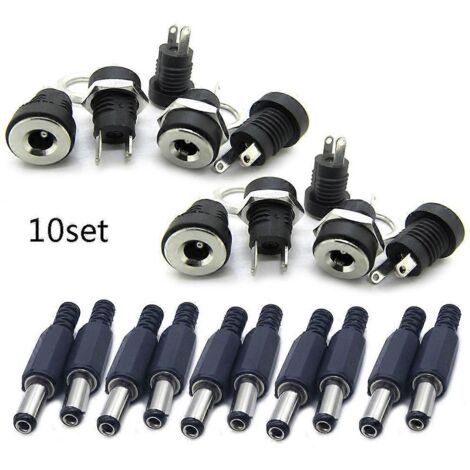 10 Pièces Connecteurs DC 5.5mmx2.1mm Jack Prise pour Alimentation Secteur - Durable