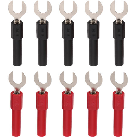 10 pièces Connecteurs Fourche Spade en Laiton PVC Type Y 6mm/0.2in Type U 4mm/0.2in Prise Banane Max.10A