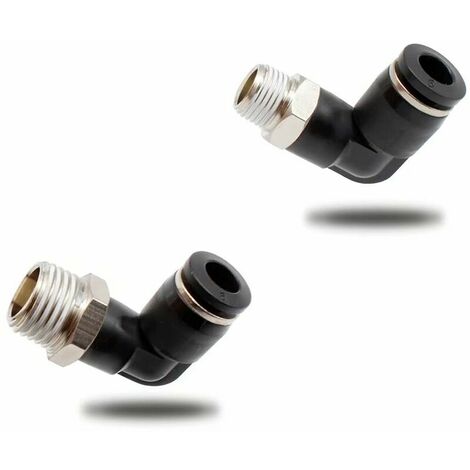 10 Pièces Connecteurs Pneumatiques, Raccords Rapides à Filetage Mâle, Noir Coude Pneumatique Connecteur, Convient aux Outils de Bricolage（6mm, 1/2"）