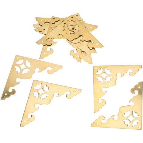 10 Pièces Cornières de Protection en Bois Antique, Motif Creux 8x5,5cm, Décoration pour Valise Vintage et Projets DIY