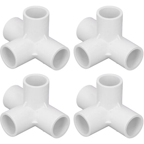 10 Pièces Coude PVC 4 Voies 0.8 Pouce Blanc, Raccord pour Meuble de Jardin et Tente de Camping