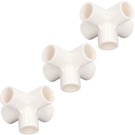 10 Pièces Coude PVC 5 Voies 25mm Blanc pour Montage Meuble Serre Jardin