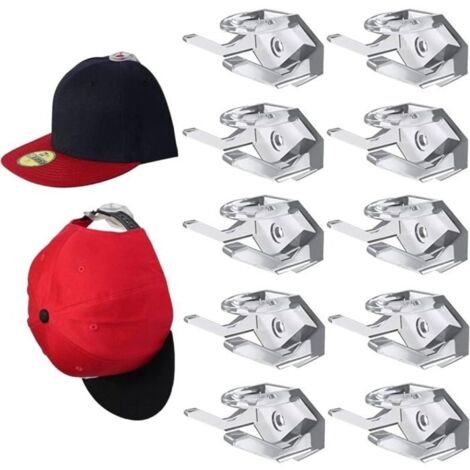 10 Pièces Crochet à Chapeau,Crochets de Chapeaux,Porte de Casquette,Crochet Adhésif Muraux pour Chapeaux,Porte-Chapeaux de