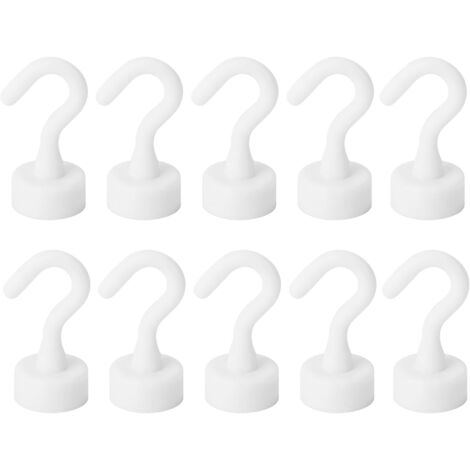 10 Pièces Crochet Magnétique, Crochet Aimanté Puissant pour Cuisine Réfrigérateur Bureau Salle de Bain Garage, Crochets Magnétiques Charge Maximale 5KG