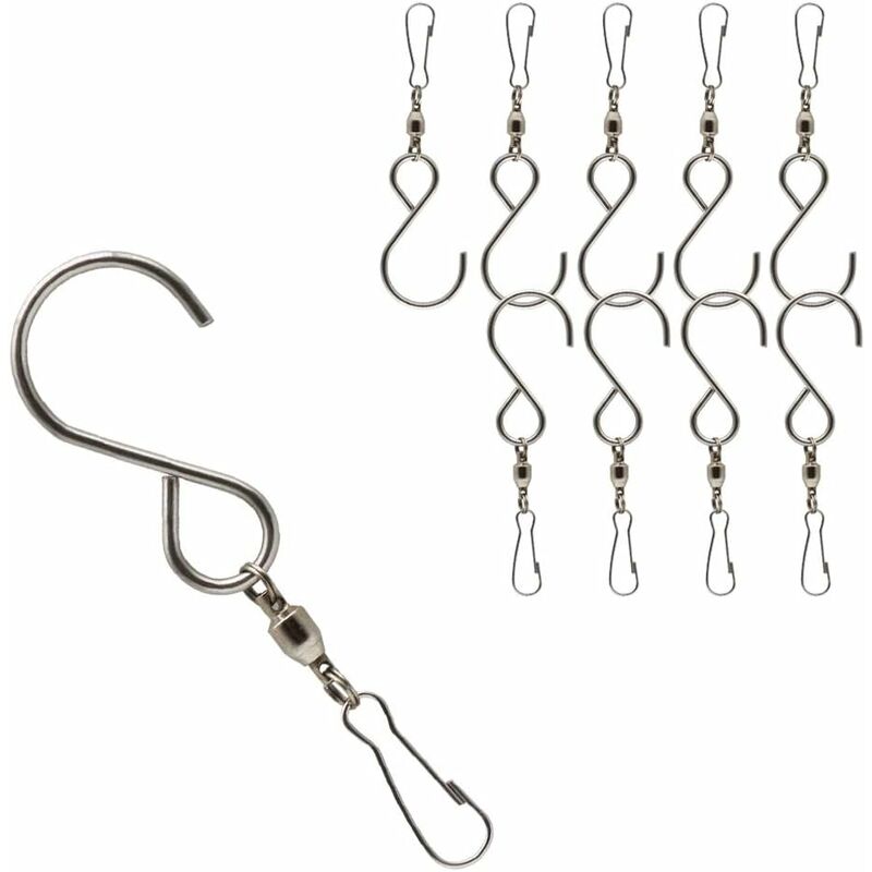 10 pièces Crochets Pivotants avec Clips, Crochets de Carillon à Vent en Acier Inoxydable pour Mangeoire pour Oiseaux, Lampe Suspendue, Panier à