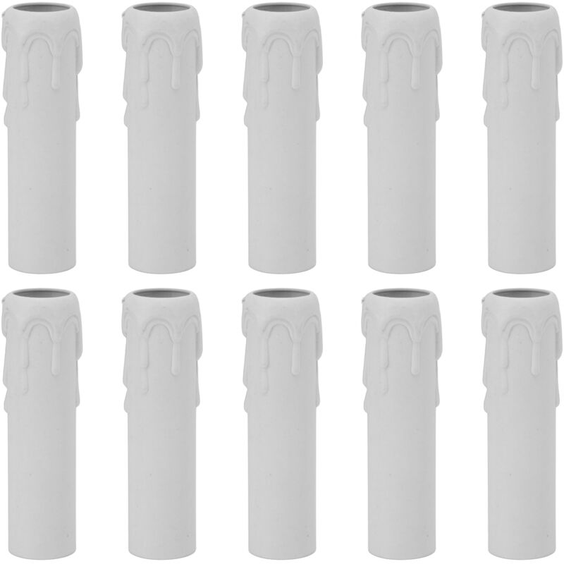 10 pièces de manchons de bougies 4 pouces, couvres-bougies imitation cire dégoulinante vintage pour lustres, blanc