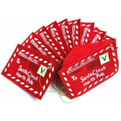 10 pièces de pendentifs d'arbre de Noël, enveloppes de Noël non tissées, peuvent contenir des bonbons, des cartes de Noël, des décorations de Noël