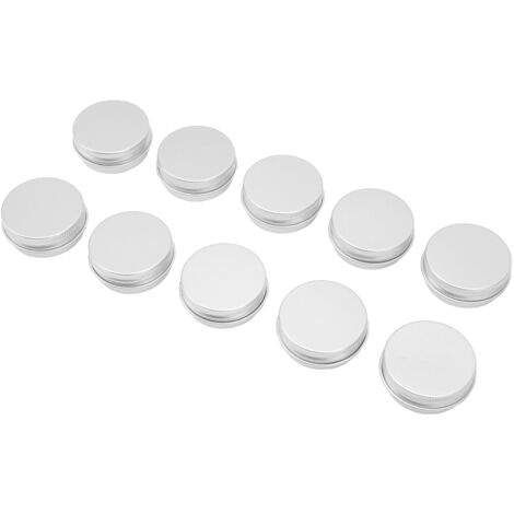 10 pièces de pots ronds en aluminium avec couvercles vissés pour bougies, pâte à modeler et rangement, capacité 15 ml