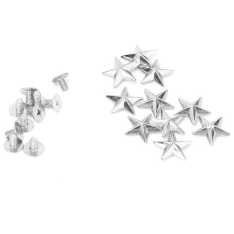 10 pièces de rivets pointus étoile métal pour décoration DIY cuir, sacs et chaussures (14mm argenté)