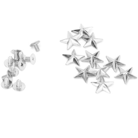 10 pièces de rivets pointus étoile métal pour décoration DIY cuir, sacs et chaussures (14mm argenté)