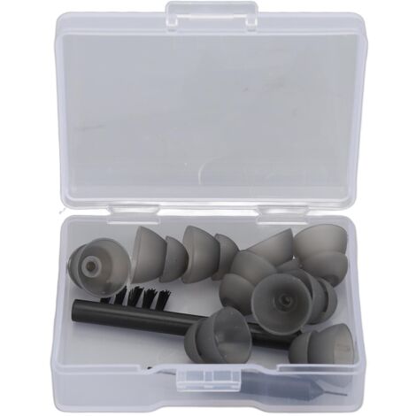 10 pièces Dômes d'Oreille en Silicone Noir Double Couche Fermés avec Brosse de Nettoyage pour Aides Auditives Resound