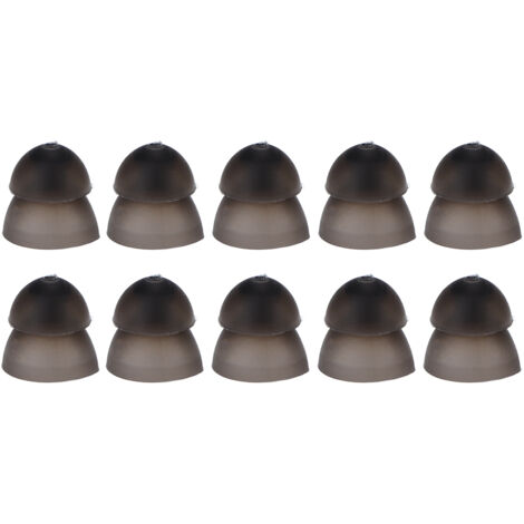 10 pièces Dômes pour Aides Auditives en Silicone Souple 8mm Double Couche Fermés Lavables Anti-Statiques Noirs