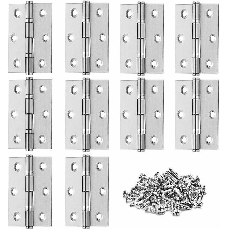 Hoopzi - 10 Pieces Door Hinge, Stainless Steel Hinge, Invisible Hinge, Closet Door/Small Doors/Drawers/Windows/Pianos/Jewelry Box Home Furniture