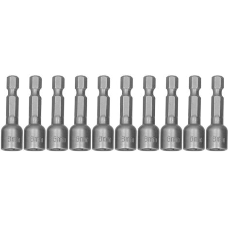 10 Pièces Douilles Hexagonales Acier Chrome Vanadium Magnétiques pour Perceuse Visseuse 45x8mm