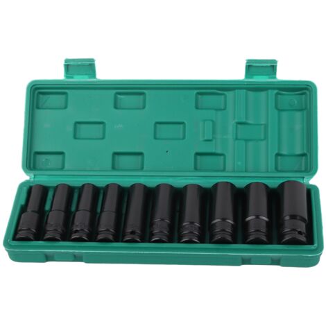 10 Pièces Douilles Noires pour Clé Électrique, Kit Douille 1/2 en Acier au Carbone Robuste