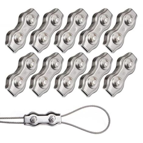 10 Pièces Duplex Clips M5 Câble Métallique Clips Inoxydable 304 Pinces Duplex pour Gréement de Câble Métallique de 5 mm