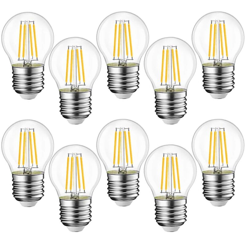 Beijiyi - 10 pièces E27 G45 ampoules led 4W équivalent à 40W, ampoules led rétro E27, clair chaud 3000K, verre, 10 pièces