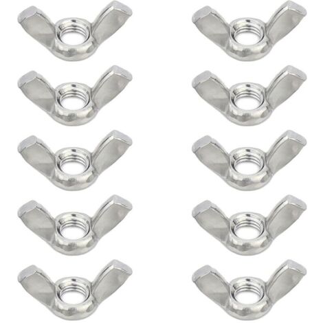 10 Pièces Ecrou Papillon M10 x 1,5, Écrou Ailette M10,Écrous à Oreilles Papillon en Acier Inoxydable,Écrous Papillons,Idéal pour Bricolage