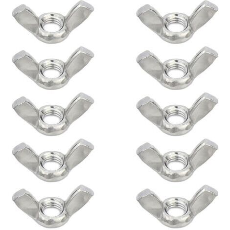 10 Pièces Ecrou Papillon M10 x 1,5, Écrou Ailette M10,Écrous à Oreilles Papillon en Acier Inoxydable,Écrous Papillons,Idéal pour Bricolage,Réparation,Fixation